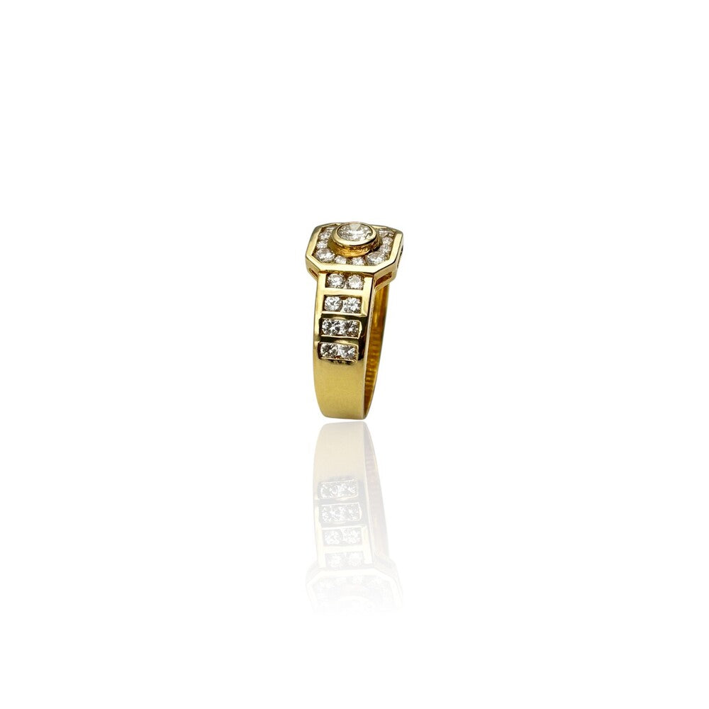 Bague carrée diamants or jaune 750