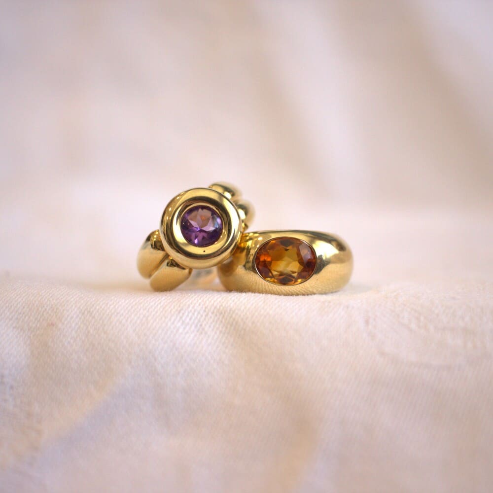 Bague améthyste ronde or jaune 750 Orest