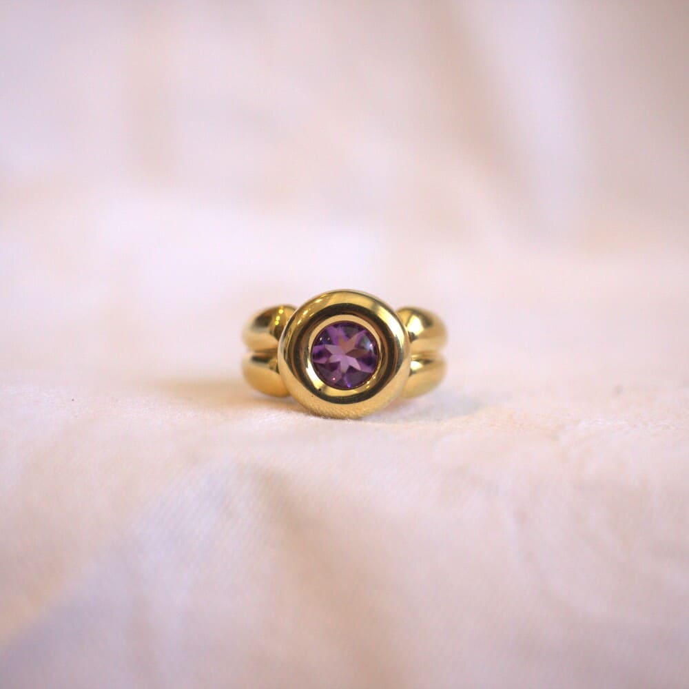 Bague améthyste ronde or jaune 750 Orest