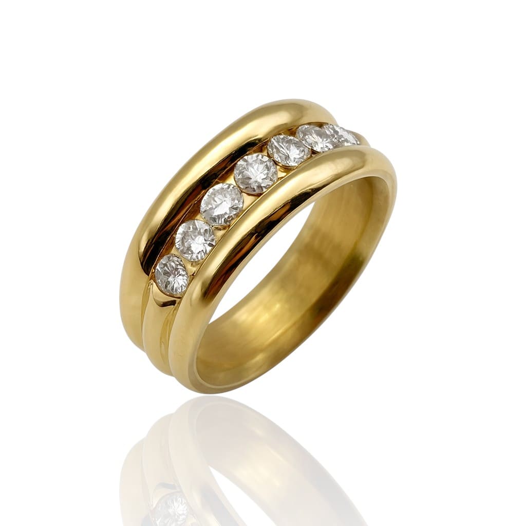 Demi-alliance rail diamants gm or jaune 750