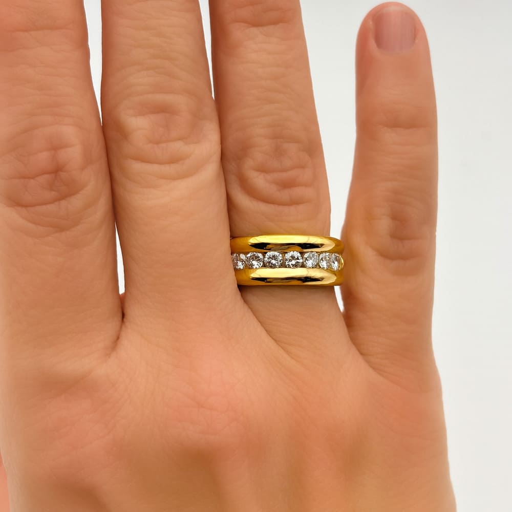 Demi-alliance rail diamants gm or jaune 750