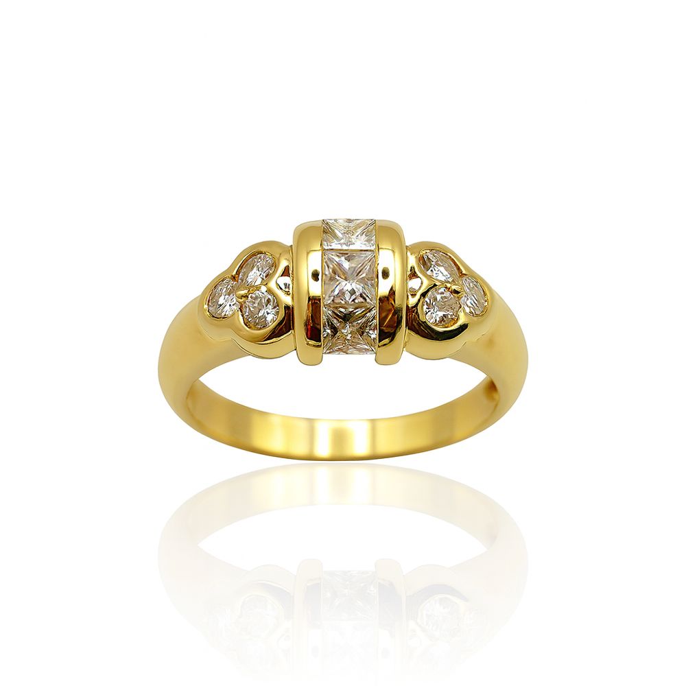 Bague Augis diamants princesse or jaune 750