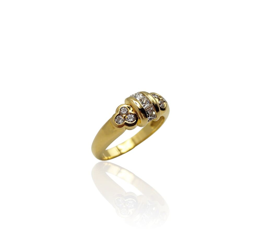 Bague Augis diamants princesse or jaune 750