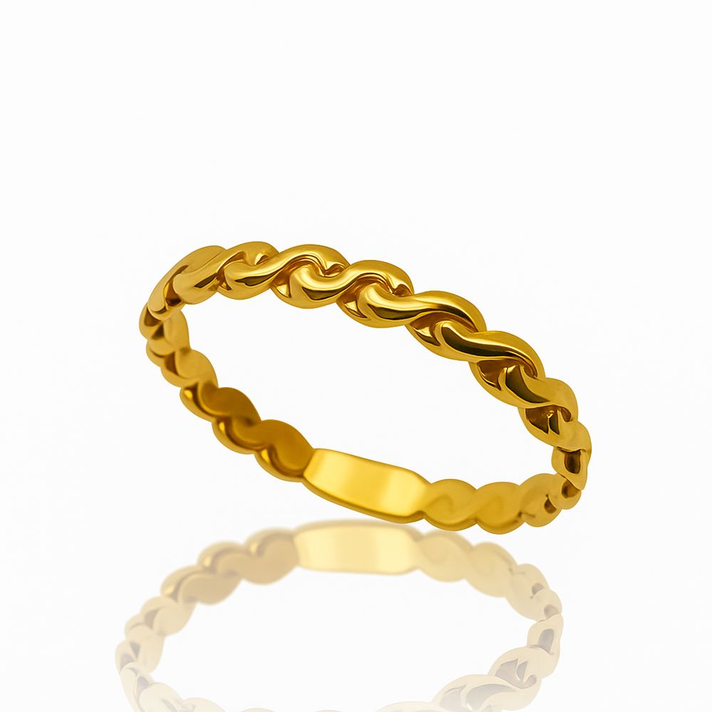 Bague Haricot 2 mm or jaune 750