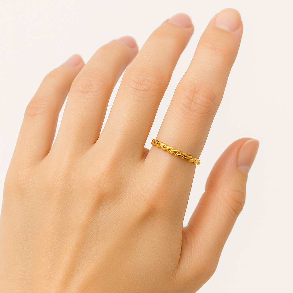 Bague Haricot 2 mm or jaune 750