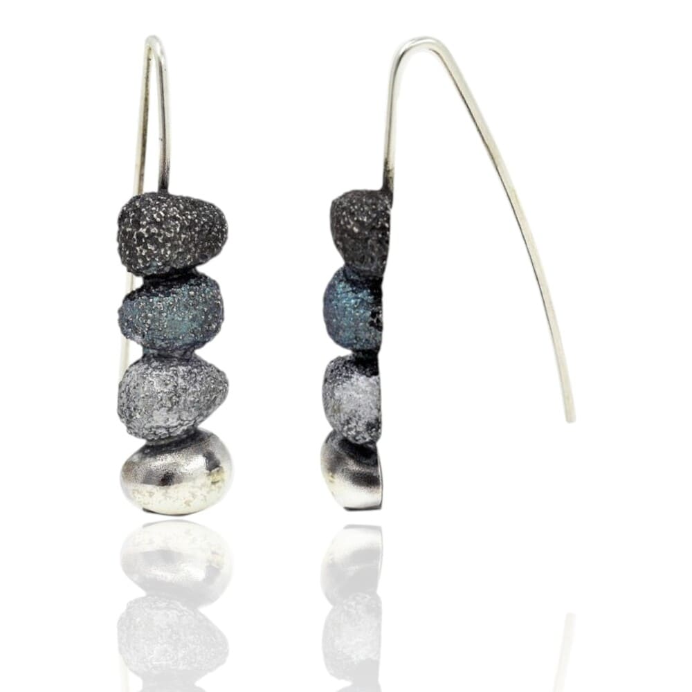 Boucles d'oreilles Concept émaux gris argent 925 Arior