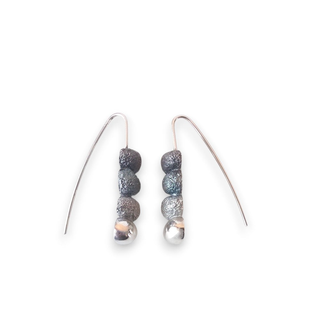 Boucles d'oreilles Concept émaux gris argent 925 Arior