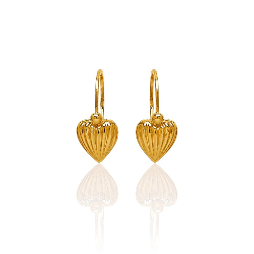 Boucles d'oreilles dormeuses coeurs or jaune 750