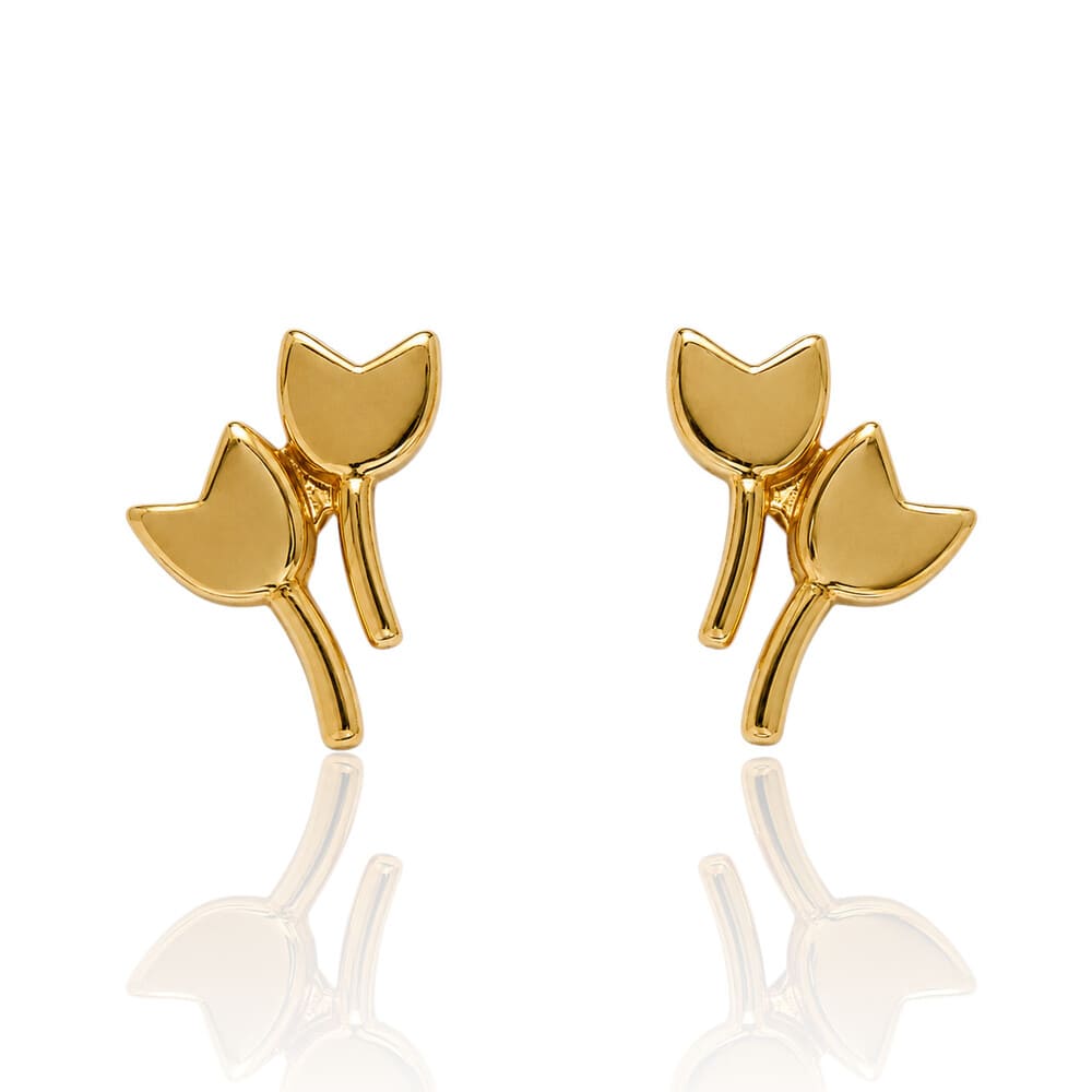 750 Yellow Gold Tulip Earrings