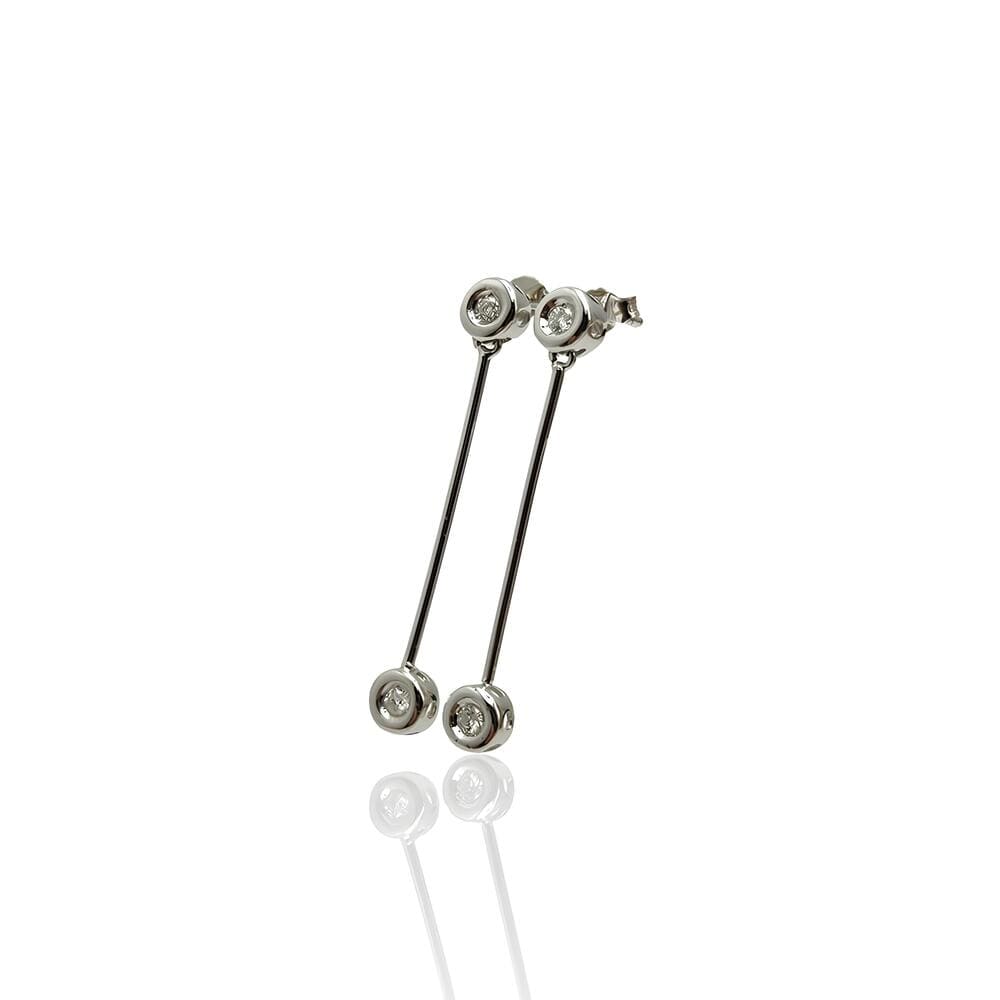 Boucles d'oreilles longues diamants or blanc 750
