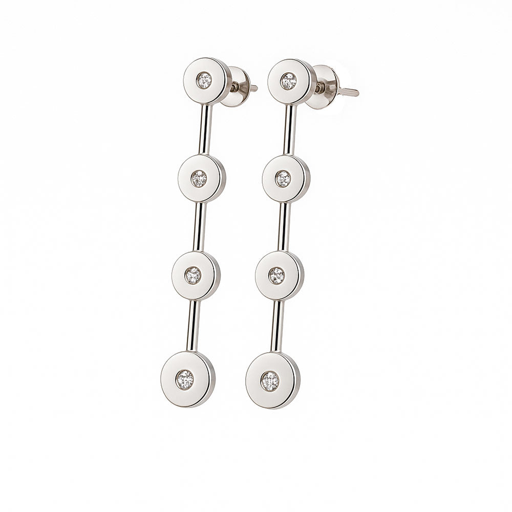 Boucles d'oreilles longues diamants or blanc 750 Caplain Saint André