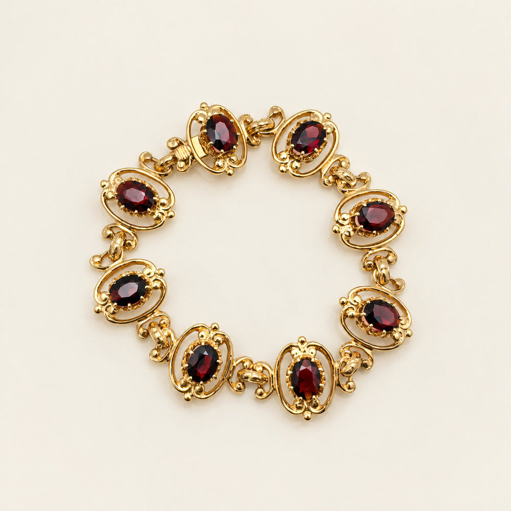 Bracelet grenats style ancien or jaune 750 GM