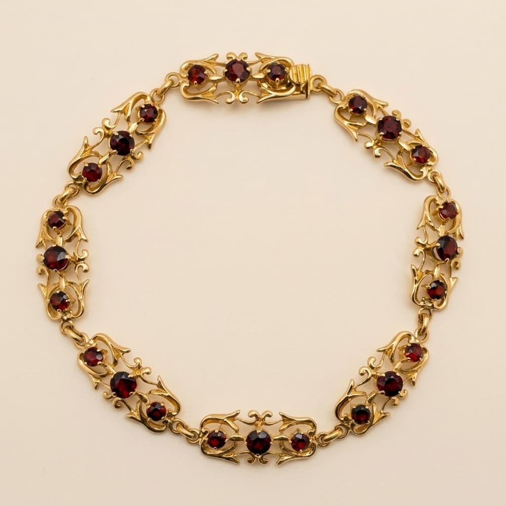 Bracelet grenats style ancien or jaune 750 MM