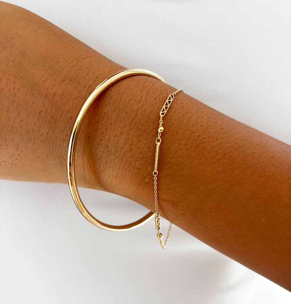 Bracelet jonc fil rond 3 mm or jaune 750