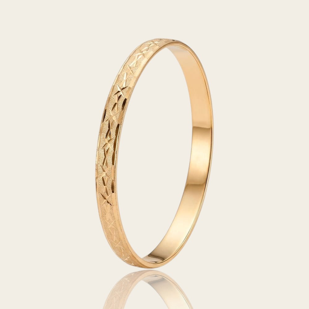 Bracelet jonc ciselé satiné or jaune 750
