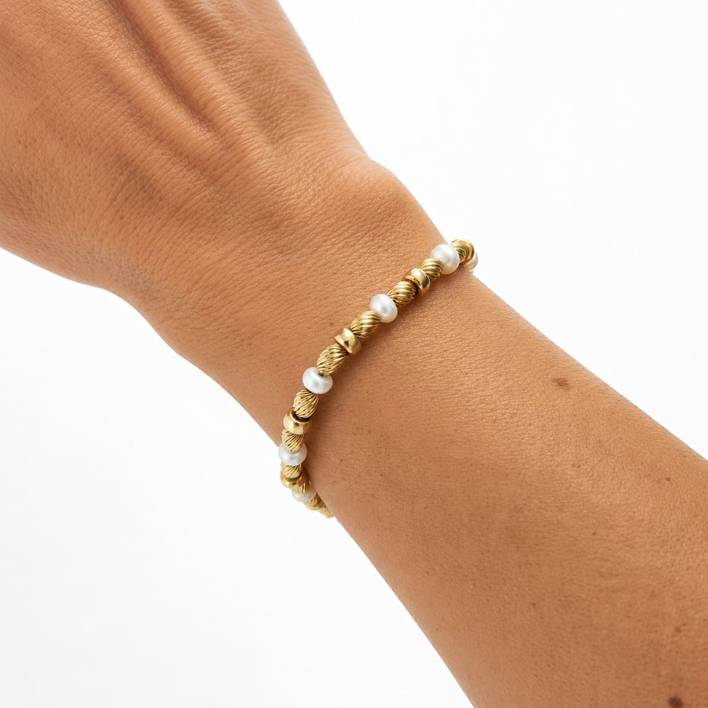 Bracelet perles de culture or jaune 750