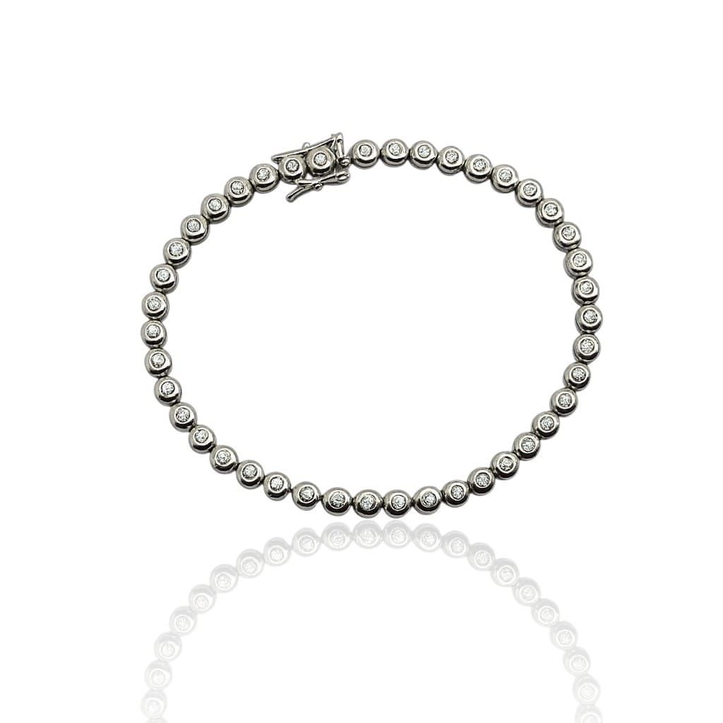 Bracelet rivière diamants or blanc 750