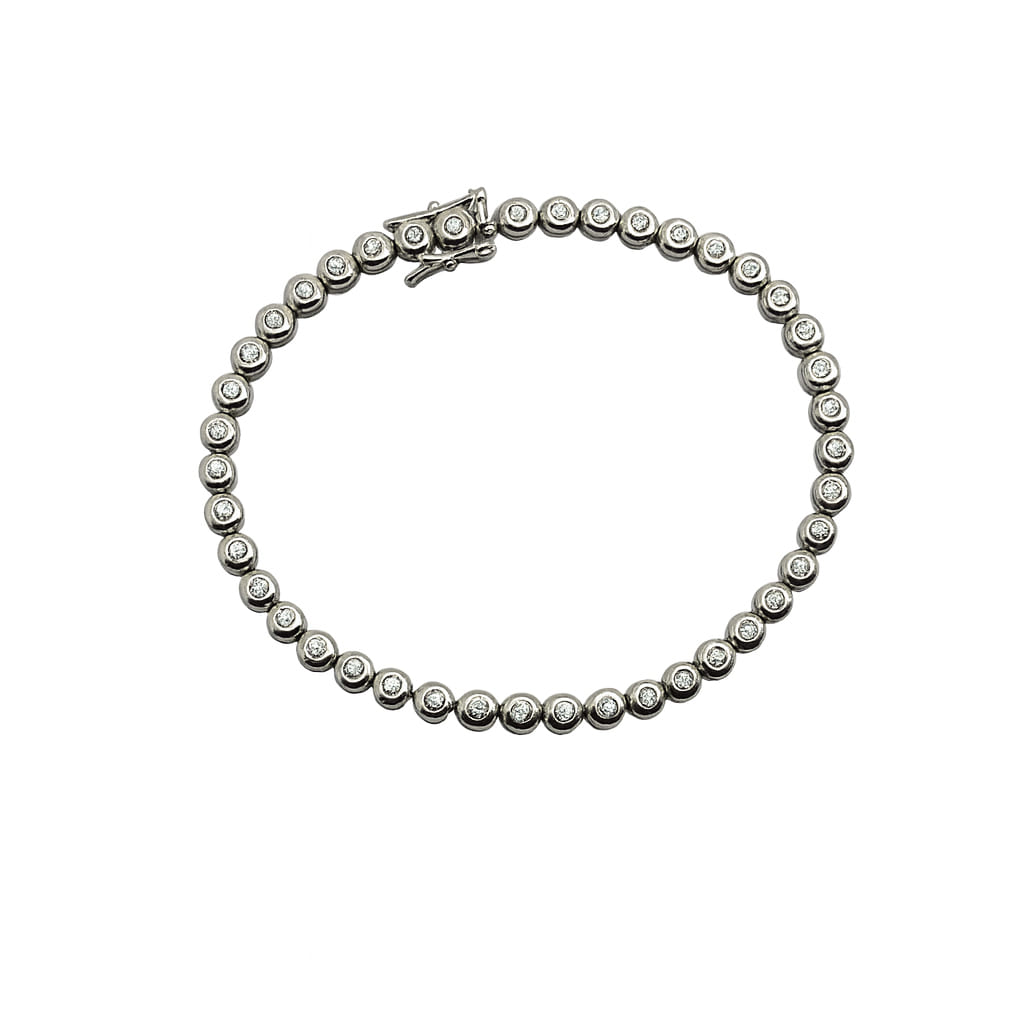 Bracelet rivière diamants or blanc 750