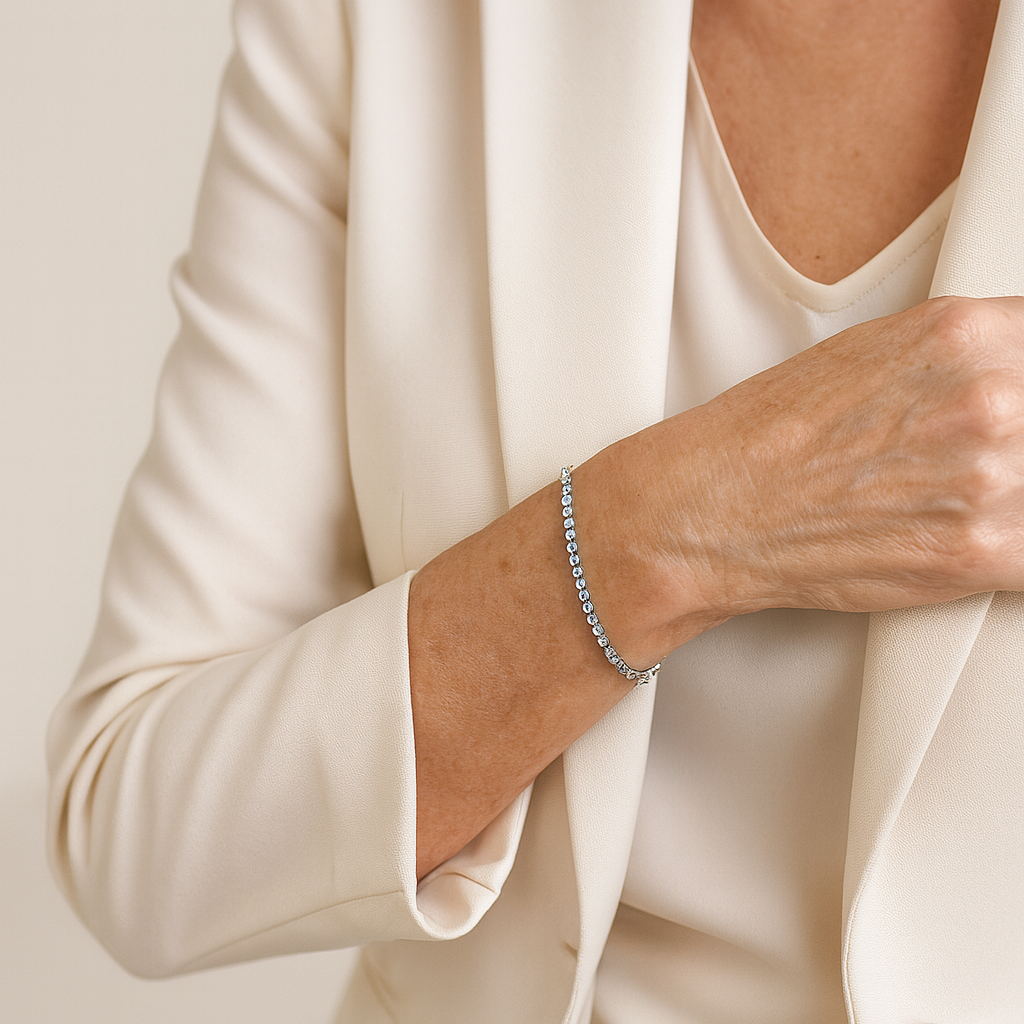 Bracelet rivière diamants or blanc 750