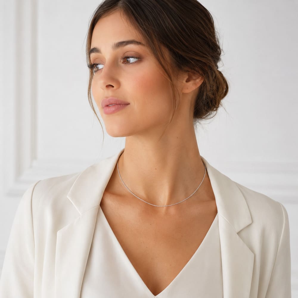Chaîne forçat limée or blanc 750 40 cm