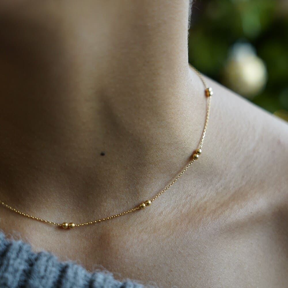 Collier forçat double boules or jaune 750