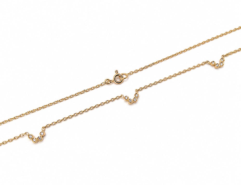 Collier choker diamants or jaune 750 38 cm
