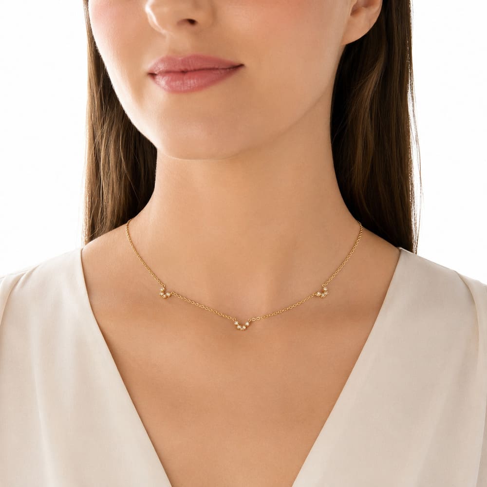 Collier choker diamants or jaune 750 38 cm