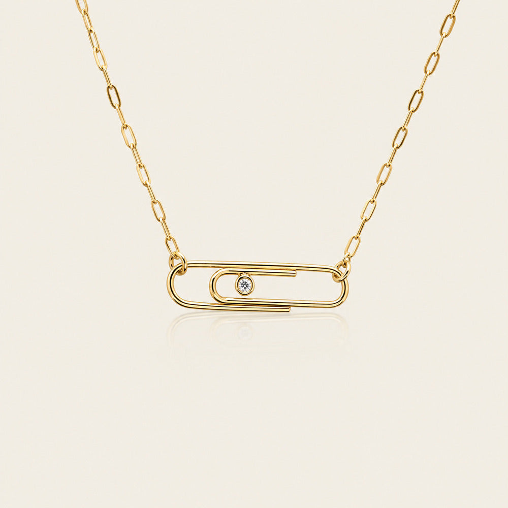 Collier Trombone diamant or jaune 750