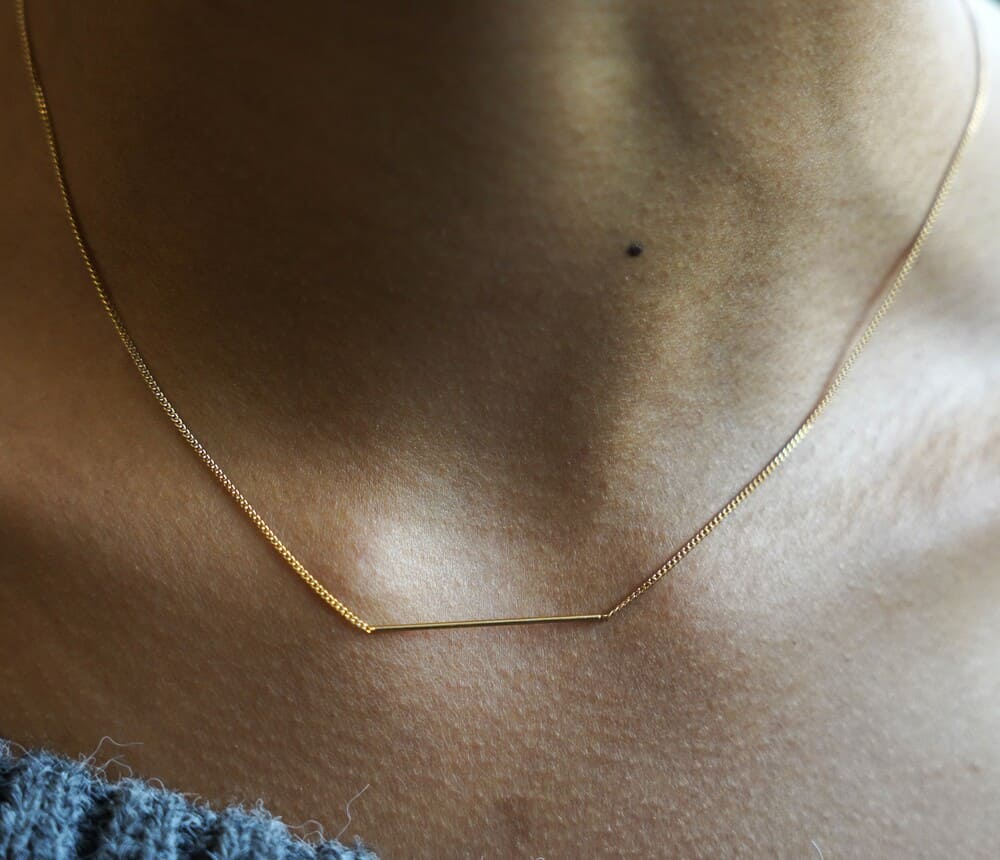 Collier fin barrette or rosé 750