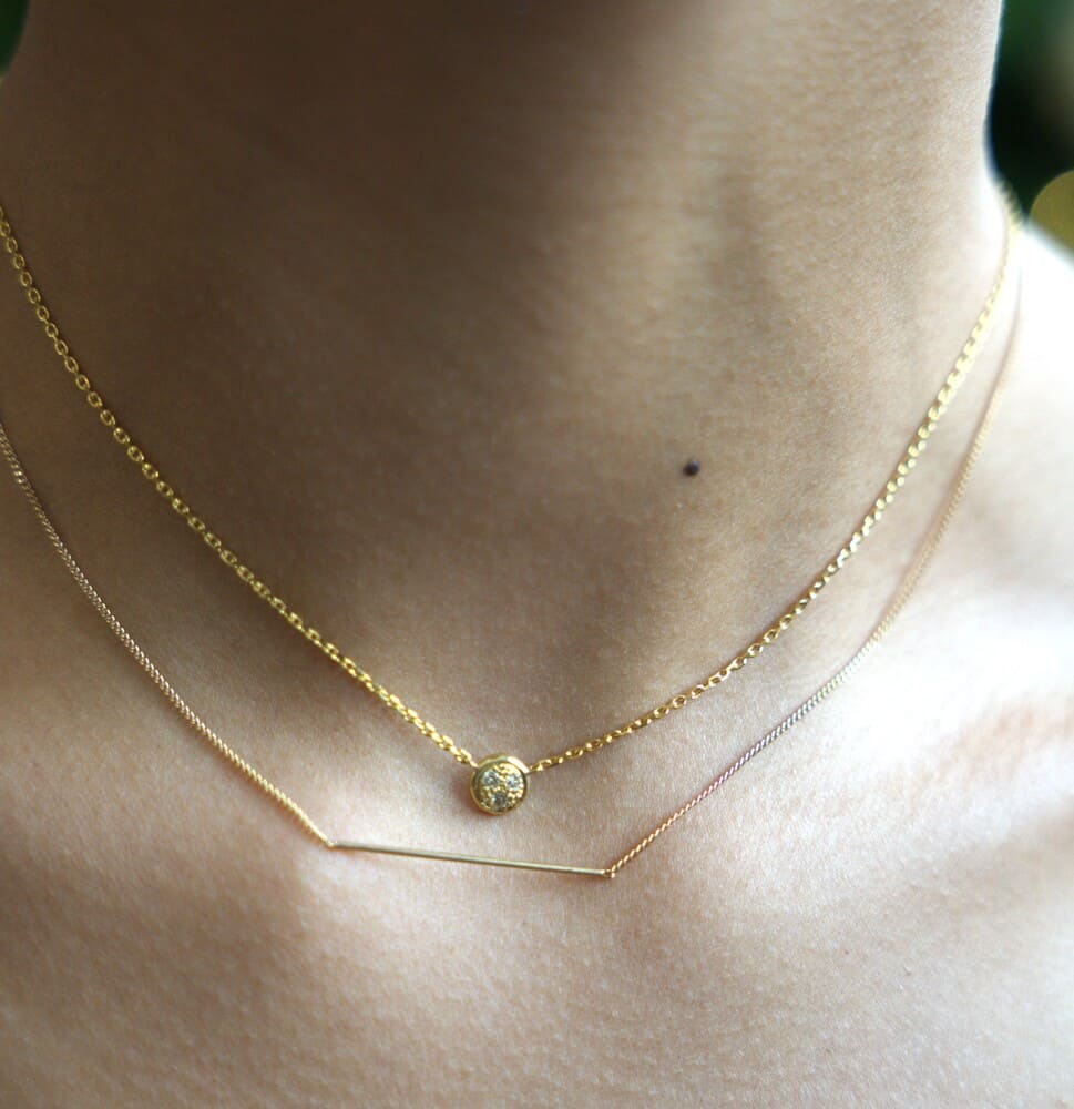 Collier fin barrette or rosé 750