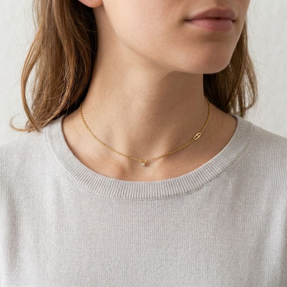 Collier diamant 0,12k or jaune 750 Augis