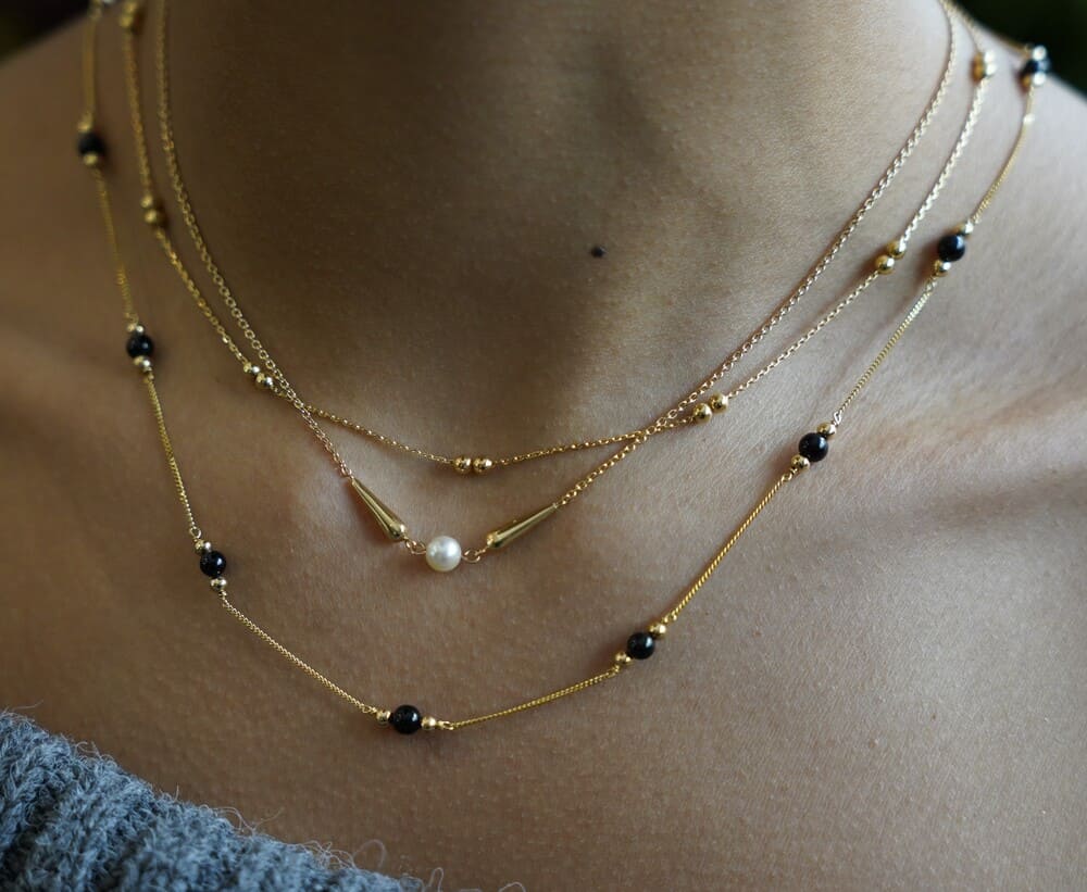Collier cônes perle de culture or jaune 750