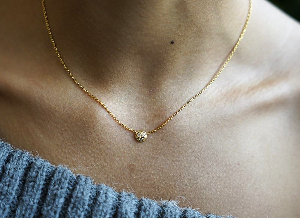 Collier rond diamants or jaune 750