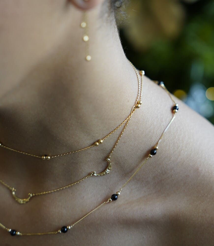 Collier fin 3 motifs or jaune 750 Augis
