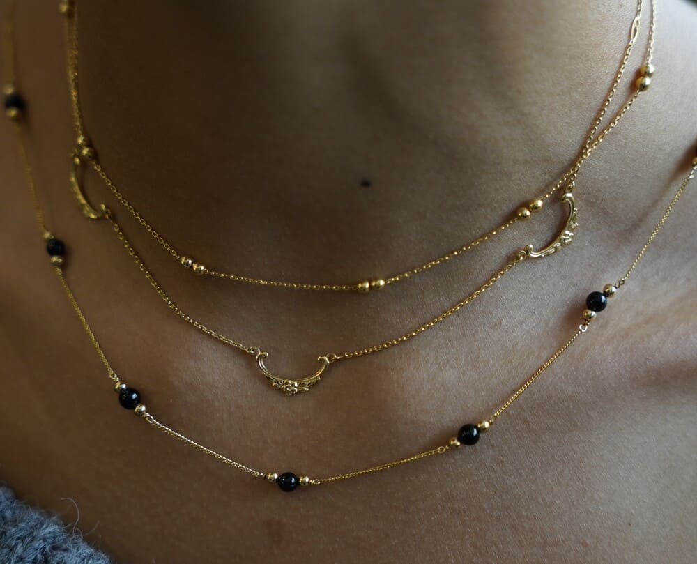 Collier fin 3 motifs or jaune 750 Augis