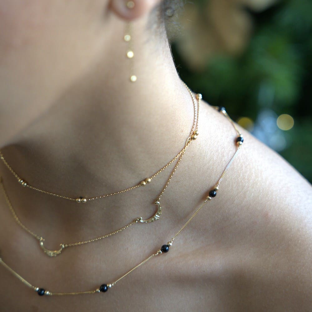Collier forçat double boules or jaune 750
