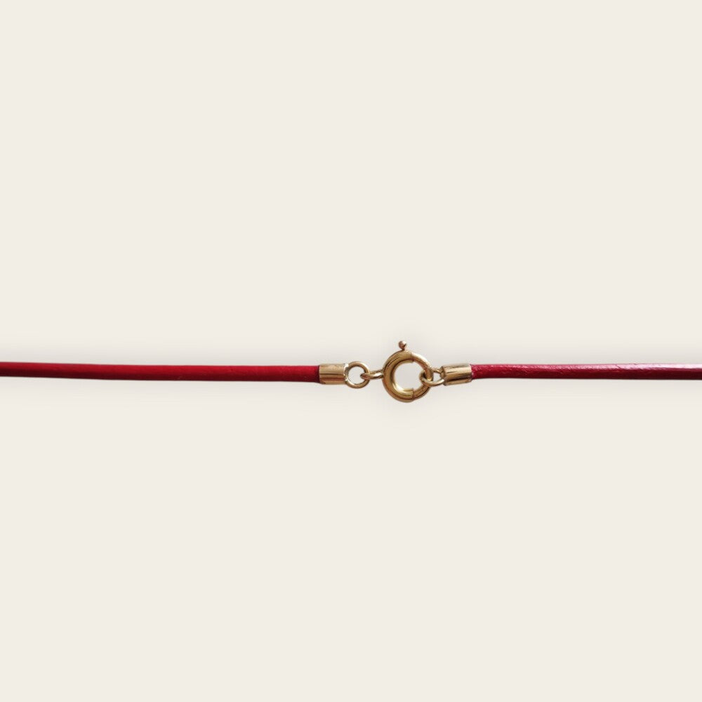 Cordon cuir rouge or jaune 750