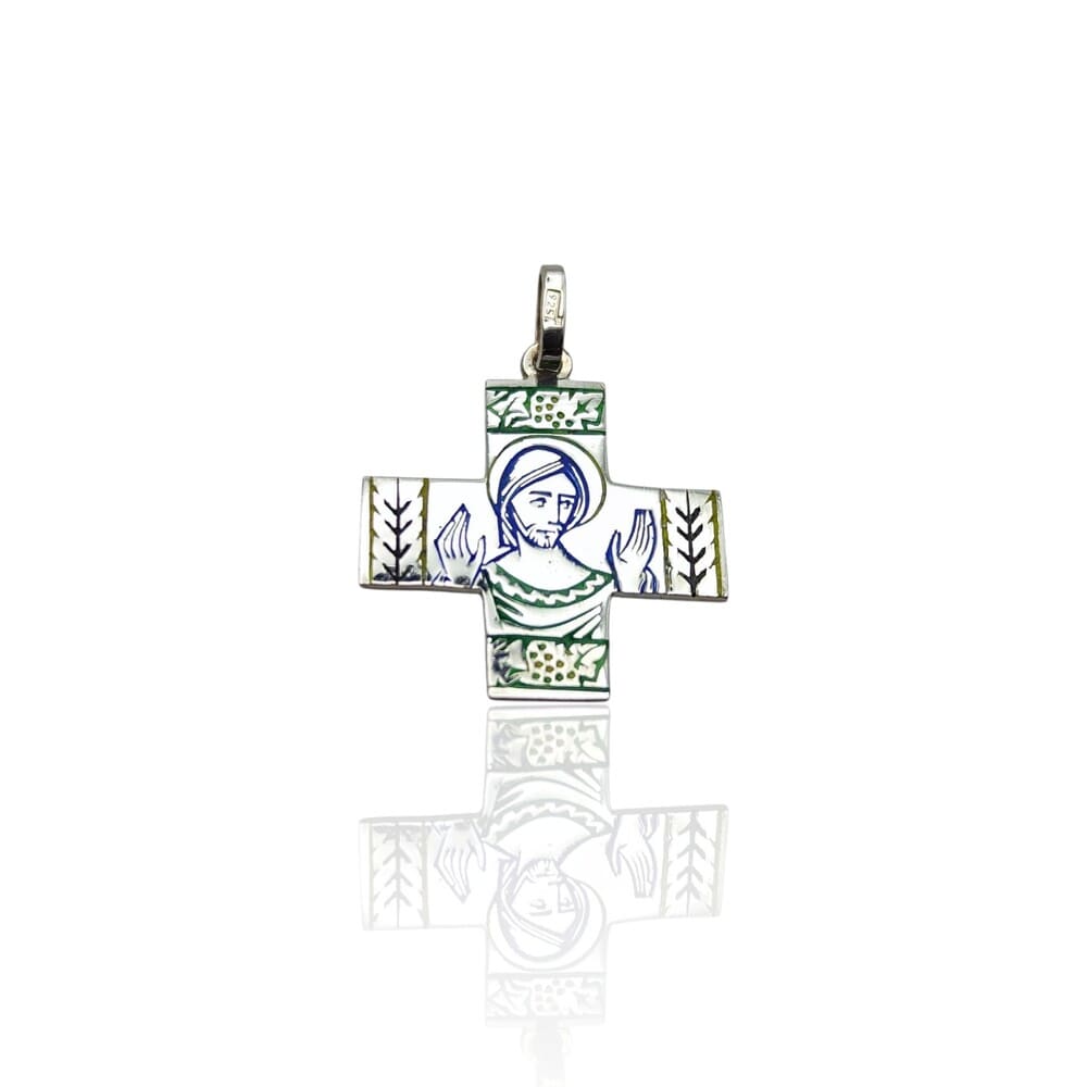 Arior silver enamel scapular cross