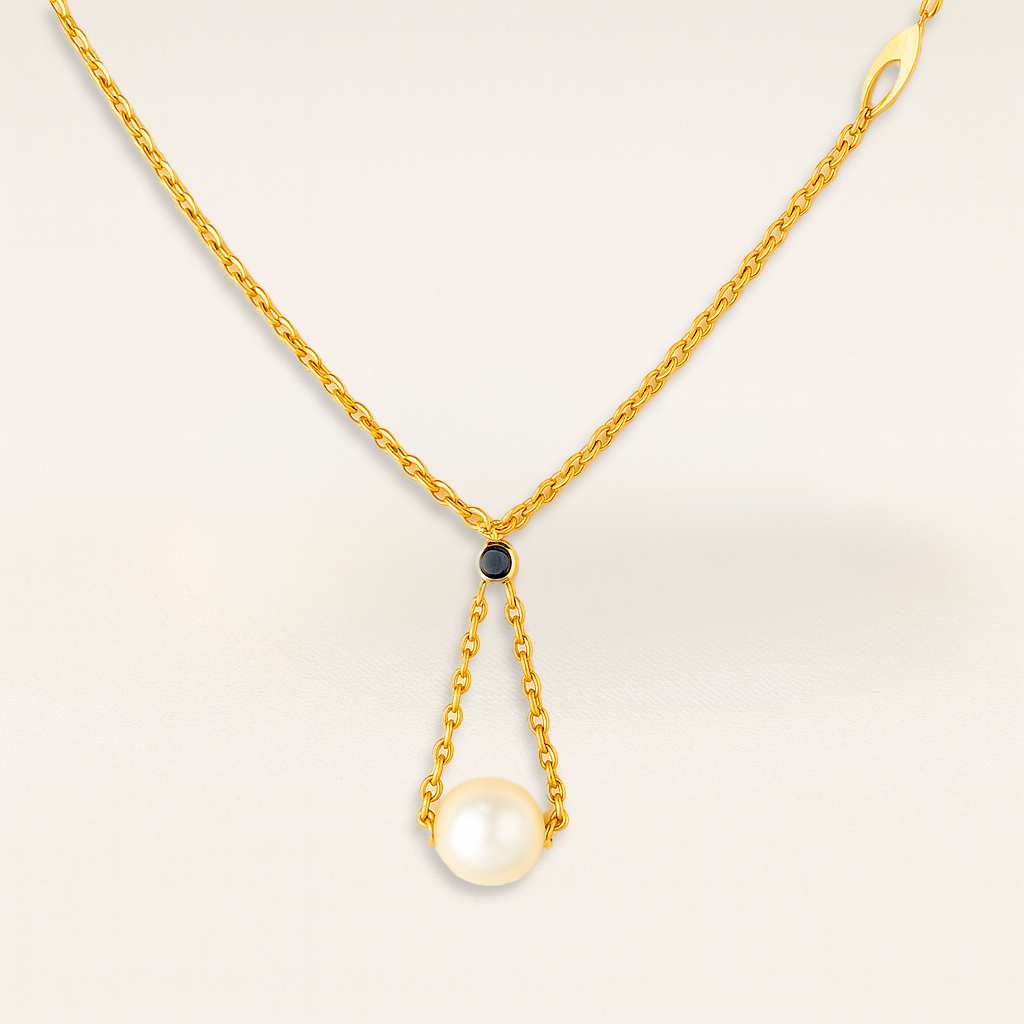 Collier perle de culture saphir or jaune 750 Augis