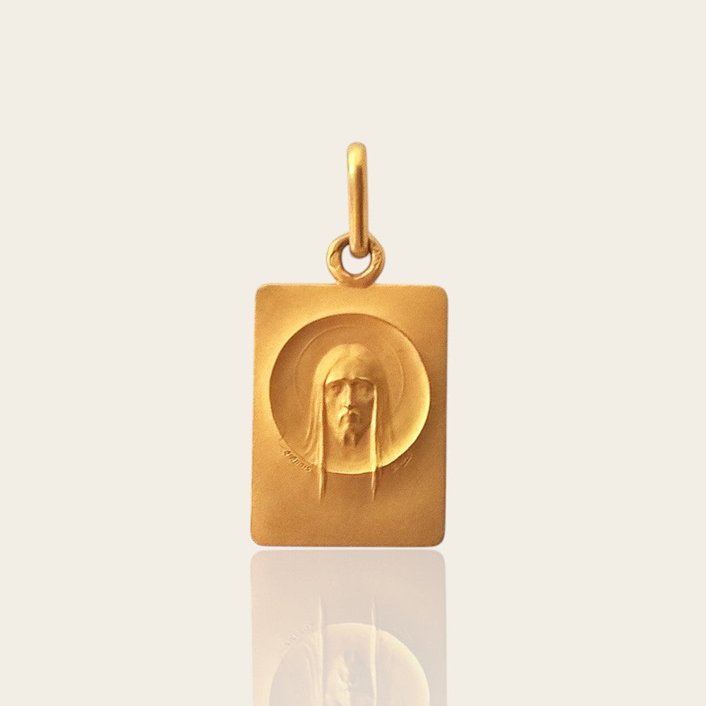 Médaille Christ moderne rectangulaire or jaune 750 Augis