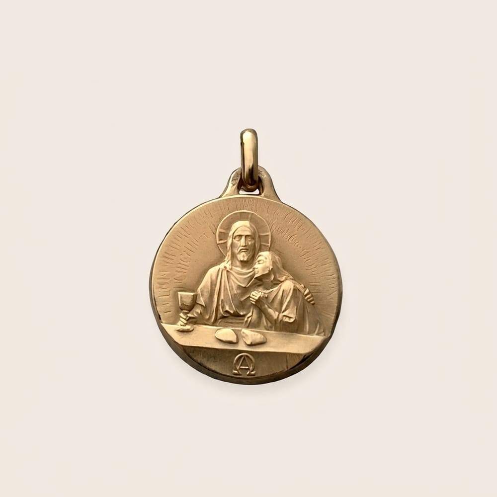 Médaille première communion or jaune 750 Rey Coquais