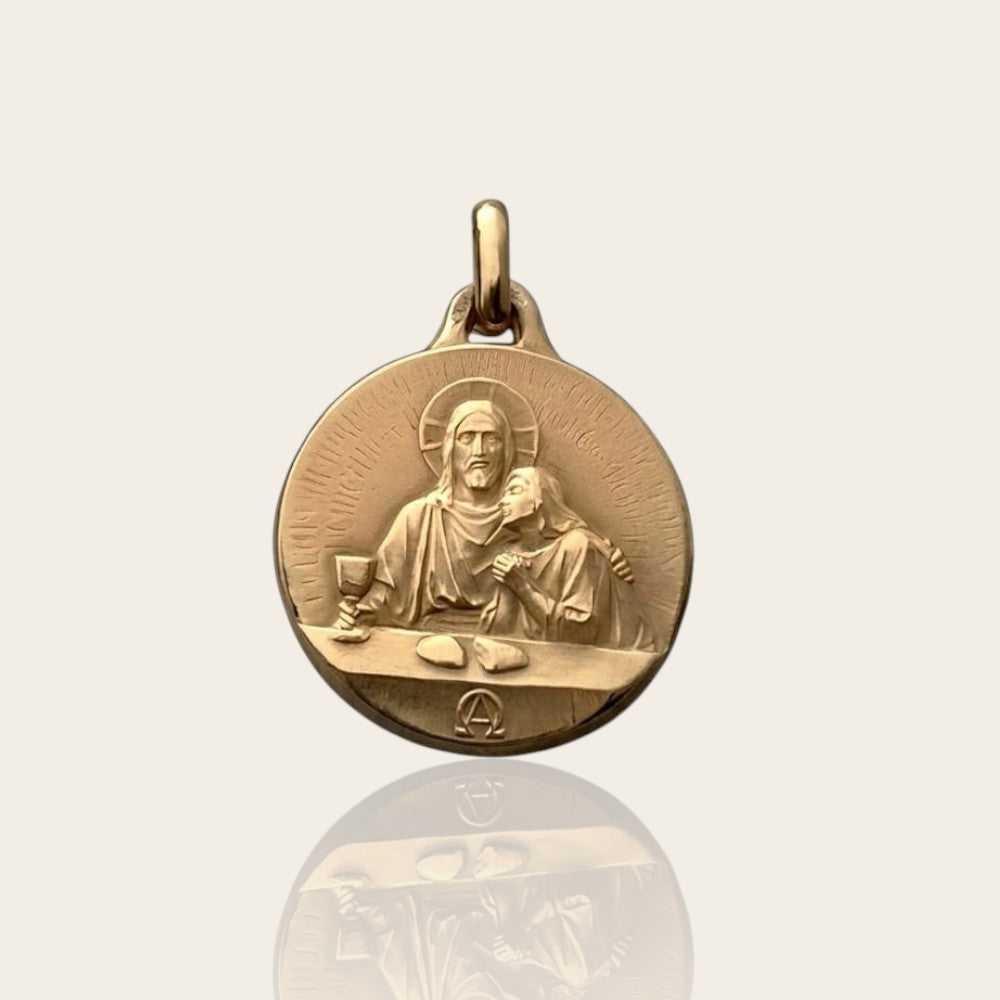 Médaille première communion or jaune 750 Rey Coquais