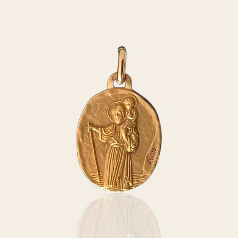 Medalla de San Cristóbal, 21 mm, oro amarillo de 750 milésimas, Augis