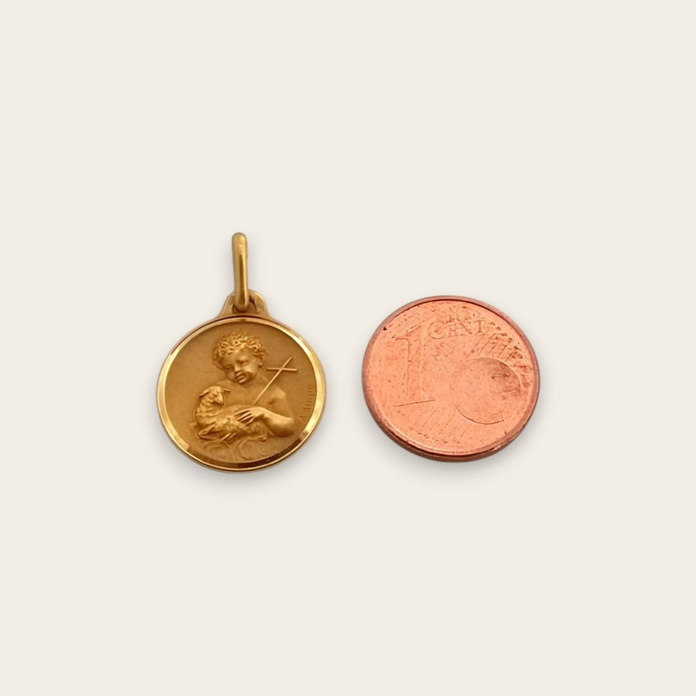 Médaille St Jean-Baptiste or jaune 750 Augis 15mm