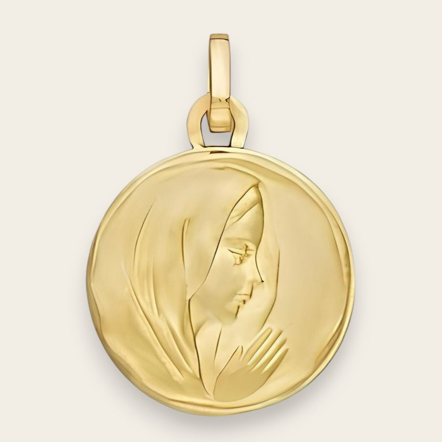 Médaille vierge profil or jaune 750