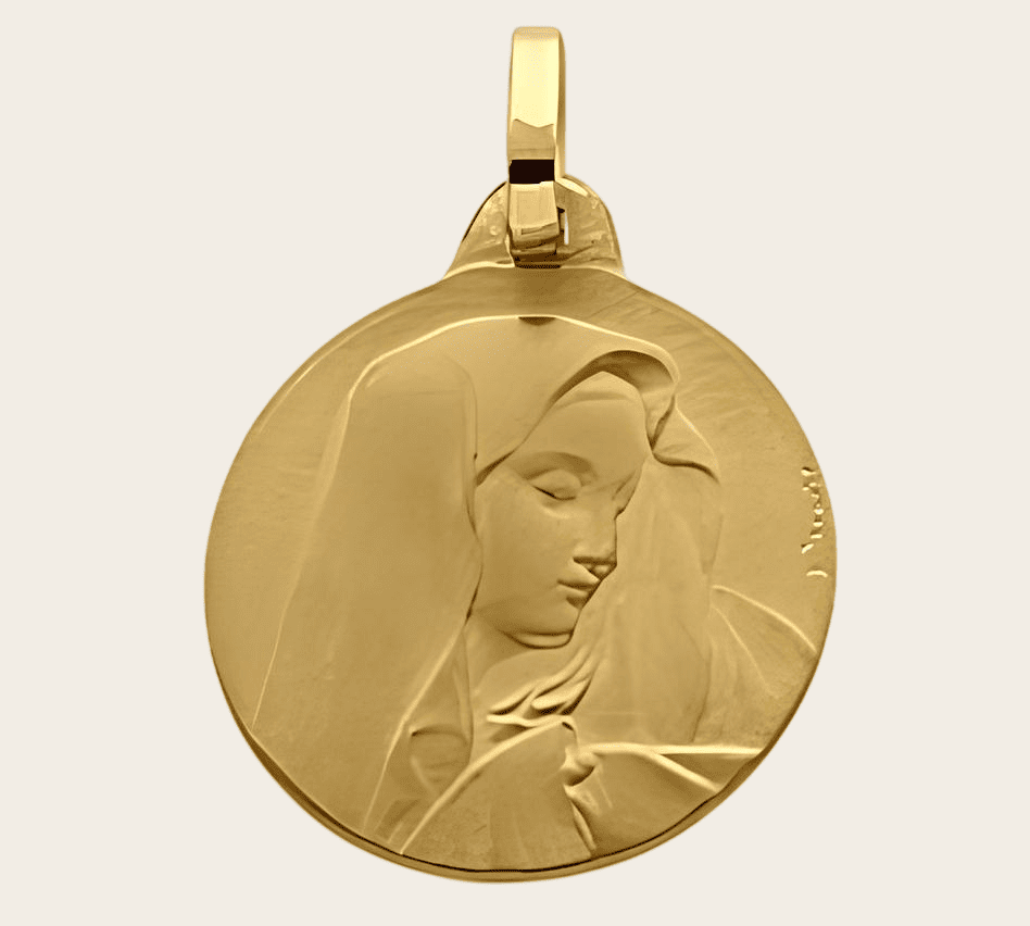 Médaille vierge voilée or jaune 750