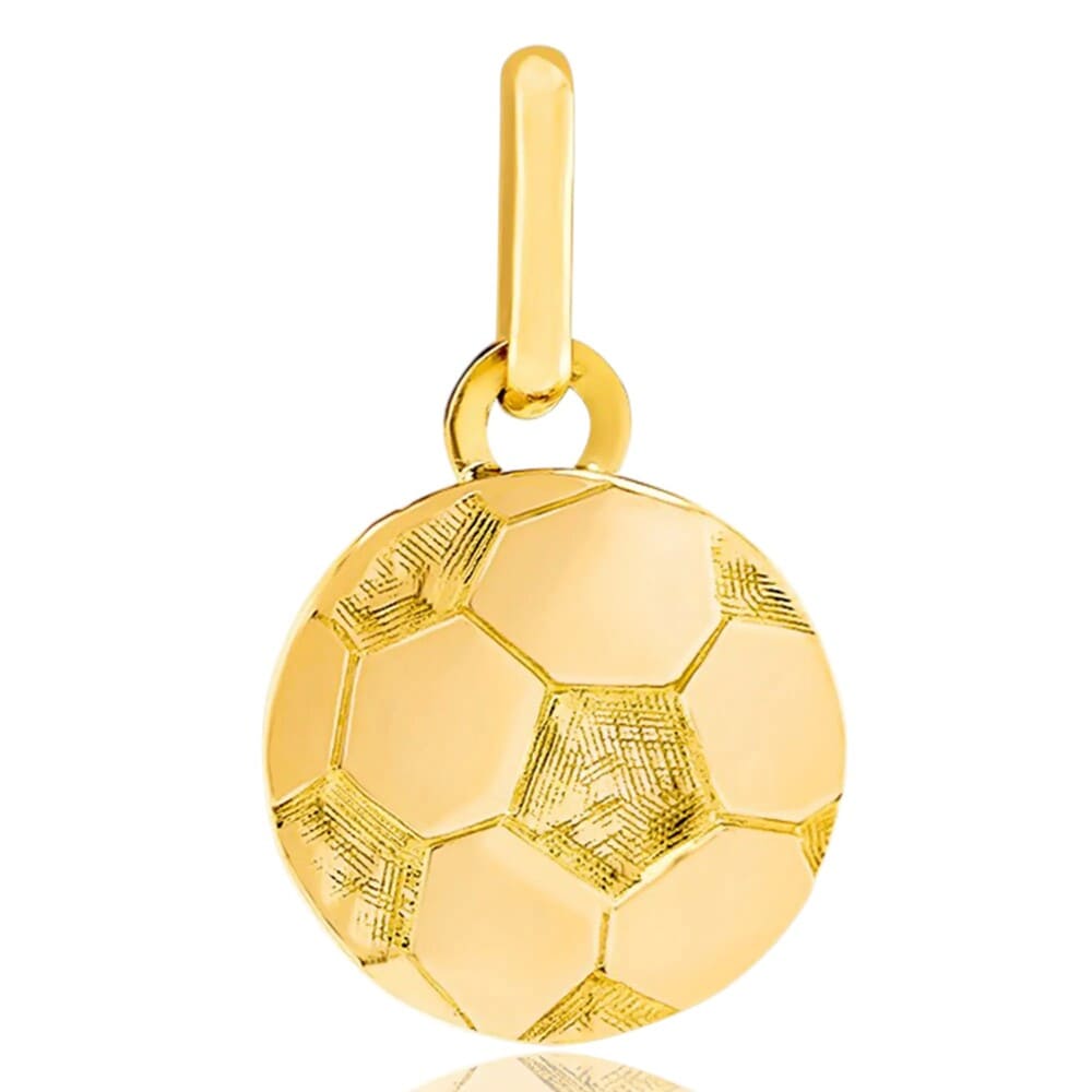 Pendentif ballon de foot plat or jaune 750