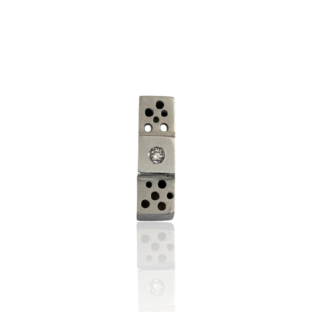 Pendentif Domino satin diamant or blanc 750 Arior