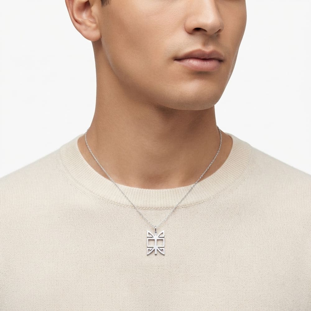 Pendentif Ethnique or blanc 750