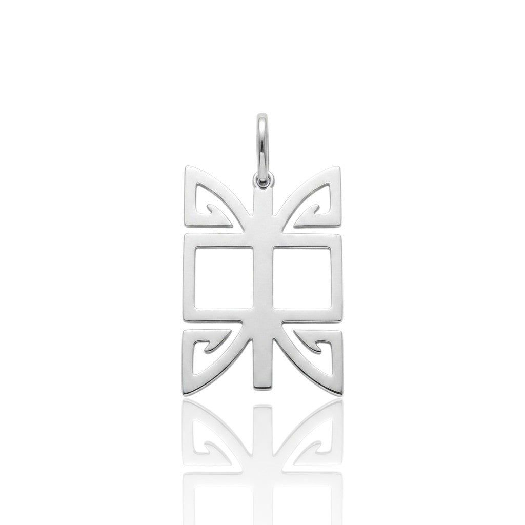 Pendentif Ethnique or blanc 750